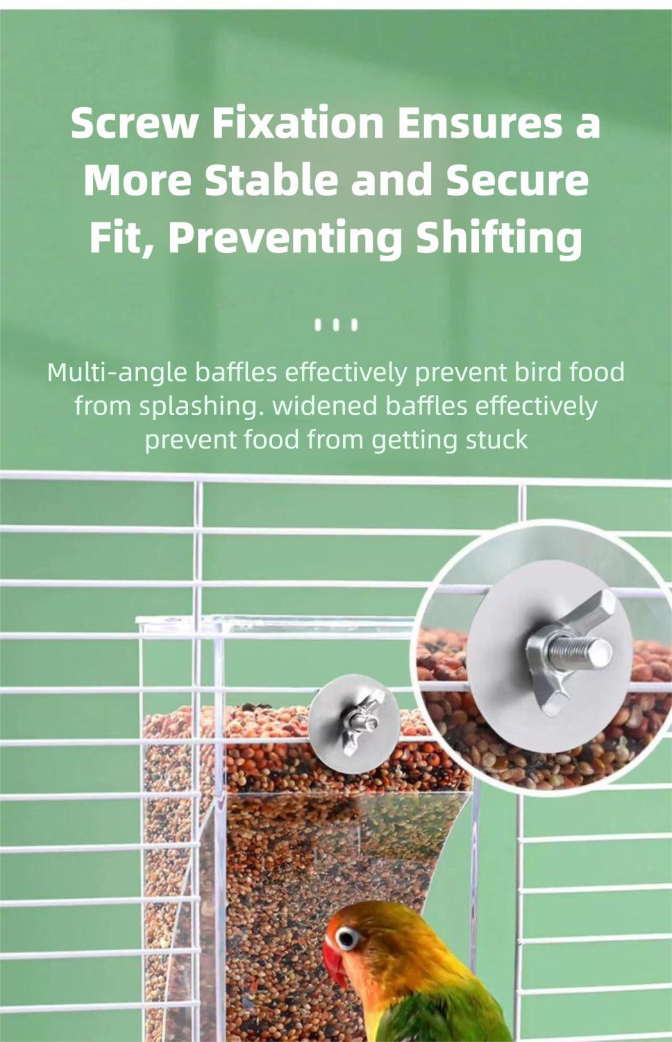 New Model Automatic Bird Feeder - Spill-Proof, Splash-Proof, and Transparent Dispenser for Cockatiels, Budgies, and Lovebirds