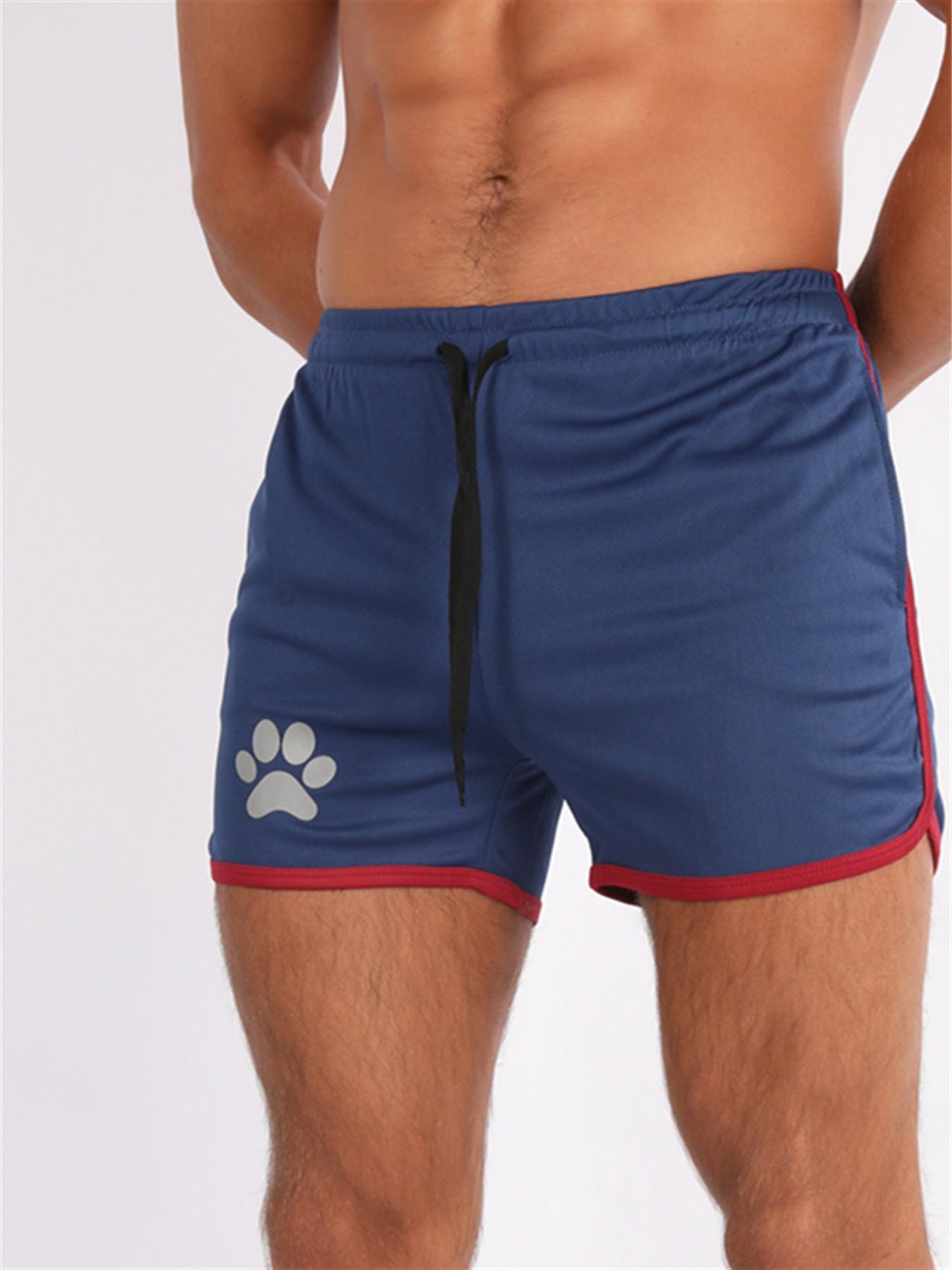 Men's Summer Running Shorts, Breathable Gym Sports Pants with Pockets, Outdoor Training Casual Daily Wear, Bear Print Three-Quarter Length