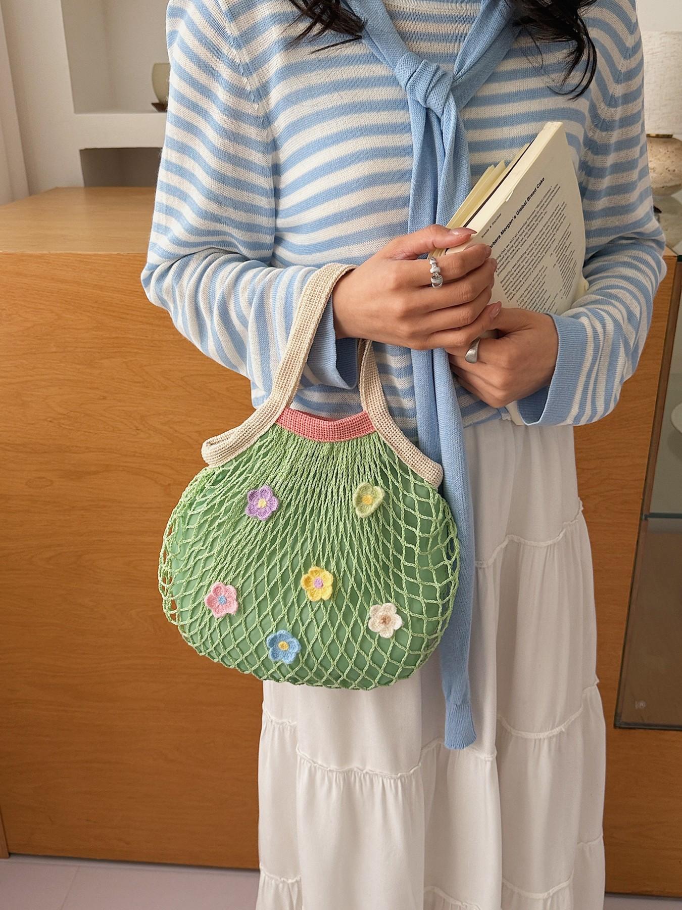 Elegant Boho Half Moon Bag, Floral Pattern Fabric Design, Lightweight & Versatile for All Seasons, Perfect for Beaches & Daily Use