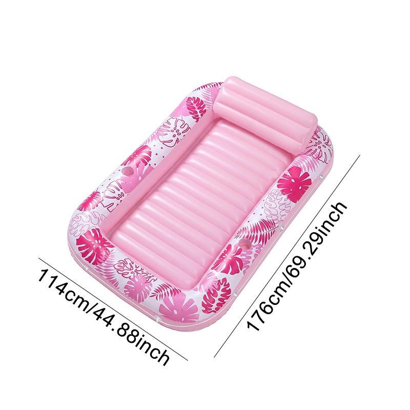 Large Square Inflatable Float Bed with Backrest, Pool Float with Pillow and Cup Holder, 4-In-1 Sunbed, Party Gift, Swim Pool Lounge Chair