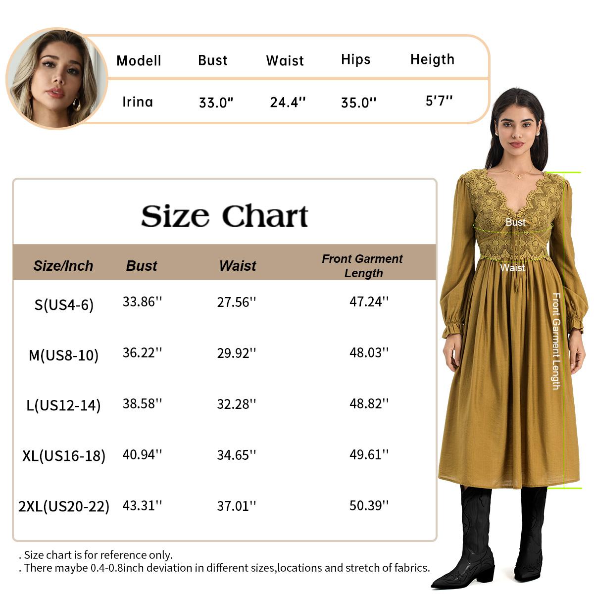 Chicovar Women's Boho Maxi Dress Lace V Neck Puff Sleeve Vintage Flowy Dress for Spring Date Nights, Easter dress,Vacation & Party, Festive Holiday Dress for Christmas | Low Iron Care