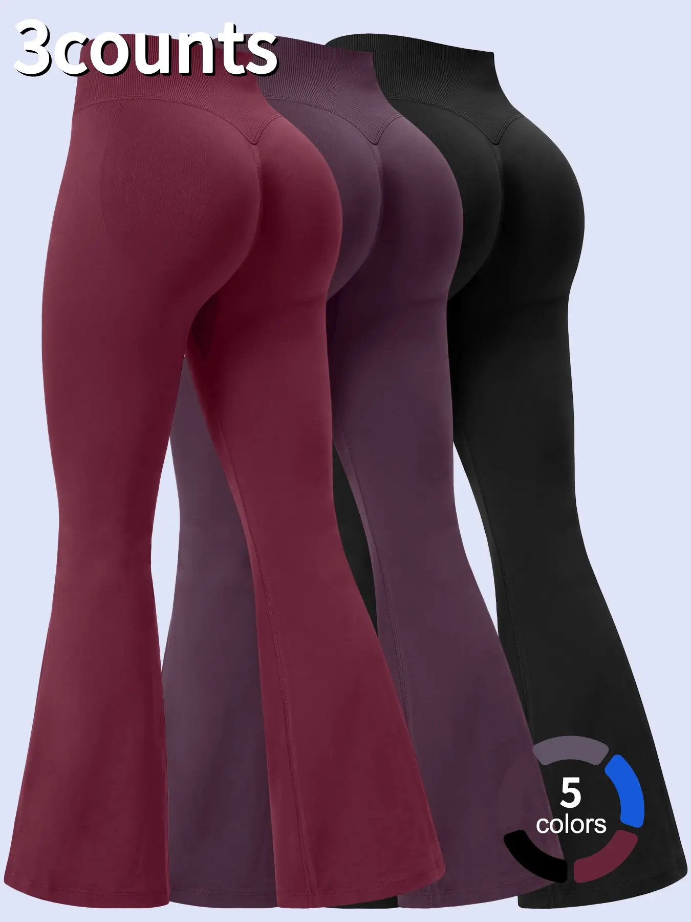 1/2/3PCS Flared Gym Fitness Bottoms Leggings for Women Hidden Scrunch Butt Lift Workout Legging Flare Bootcut Yoga Pants