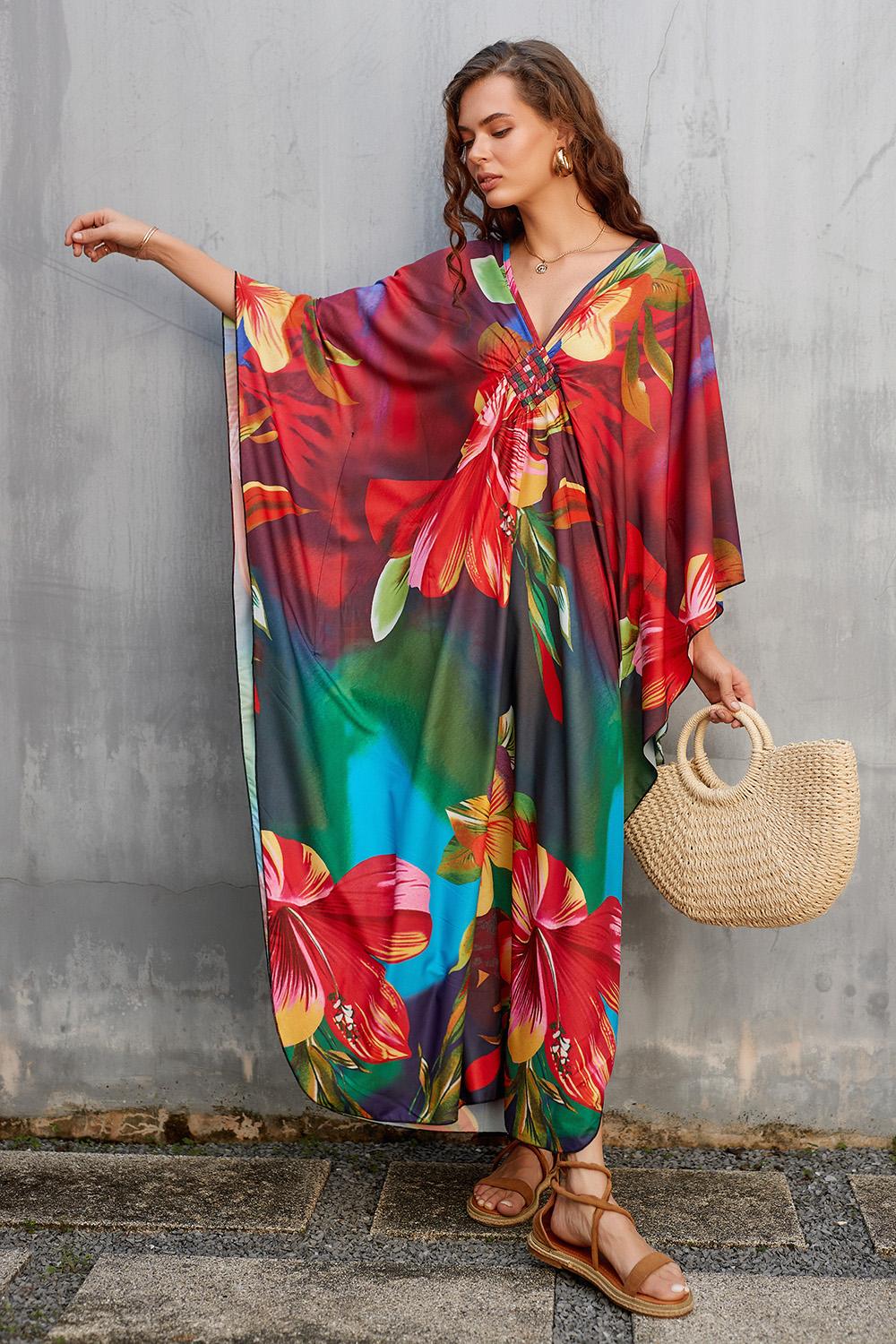 Bsubseach Women Ethnic Print Kaftan  Dress Plus Size Swimsuit Cover Up,Mrs. Roper Kaftan ，Swimsuit，bubu，mumu，Casual Womenswear Boho Caftan Baggy