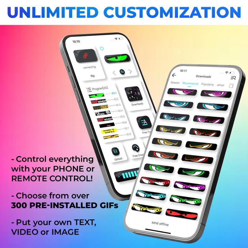 Flexible LED Eye Screen for Car - Colorful Soft Window Lamp, Fully Programmable Illuminated Emblem Display Panel Decoration Custom