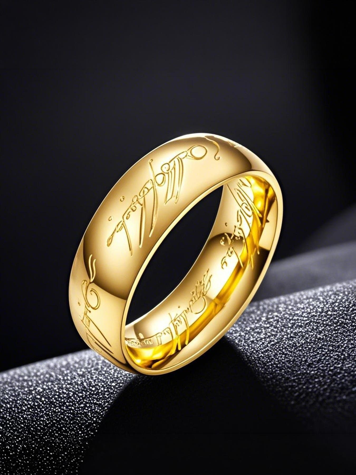 3-piece set of "The Lord of the Rings" themed, Instagram-style engraved rings, including men's and women's styles # Jewelry / Stainless Steel / Colorfast / Hypoallergenic / Couple / Festival / Party / Ideal Gift