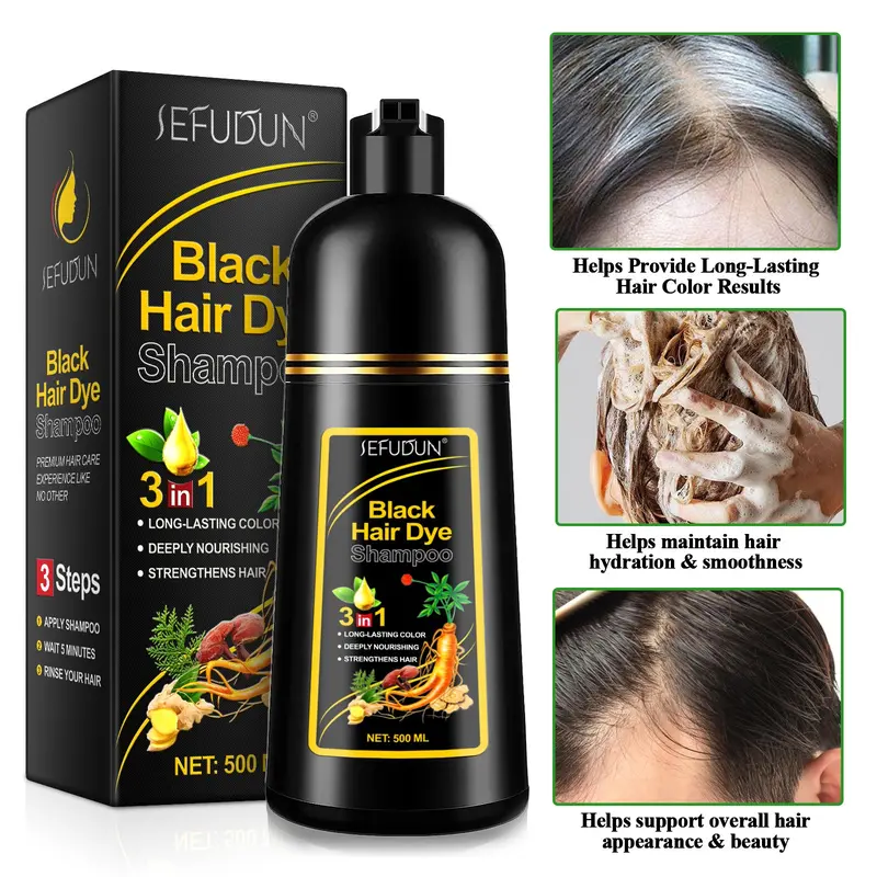 SEFUDUN 3-in-1 Hair Color Shampoo, Hair Dye Shampoo provides coverage for gray hair, covering at the roots, temples, and all over, the color looks natural and lasts, with natural results