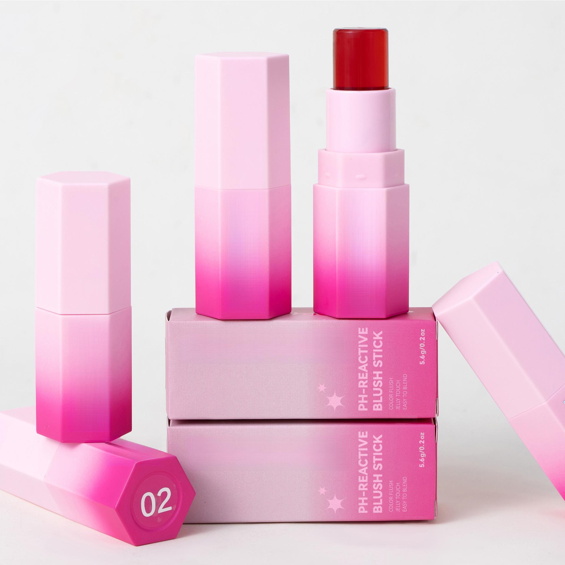 Temperature Changing Jelly Blush Stick, Multi-use Matte Cream Blush for Blush, Highlight & Contour
