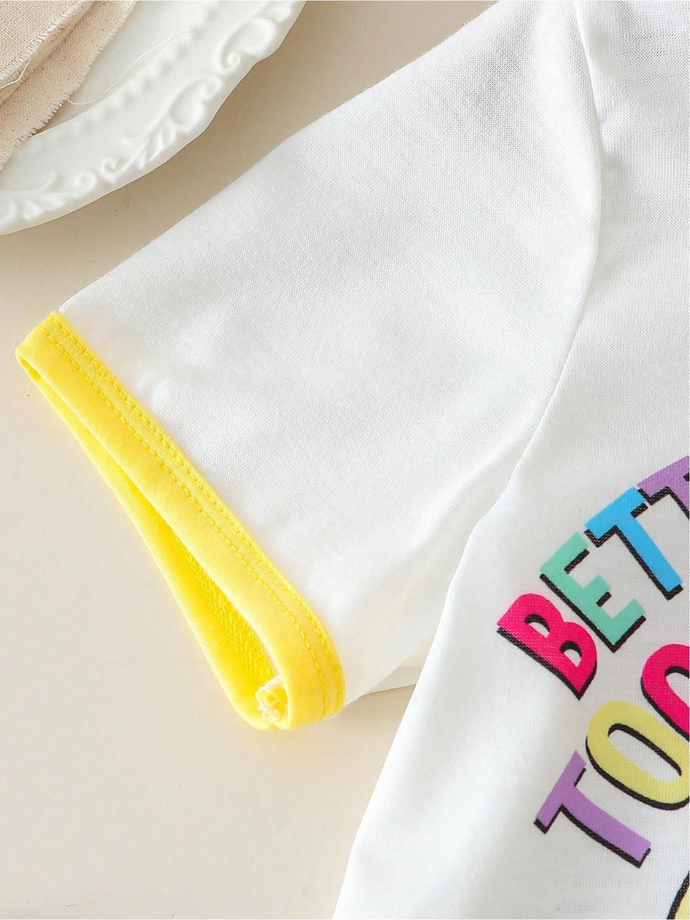 2pcs/Set Young Girls Colorful Unicorn & English Print Round Neck Short Sleeve T-Shirt And Elastic Waist Loose Shorts, Casual & Sports Outfit For Summer, School, Campus, College