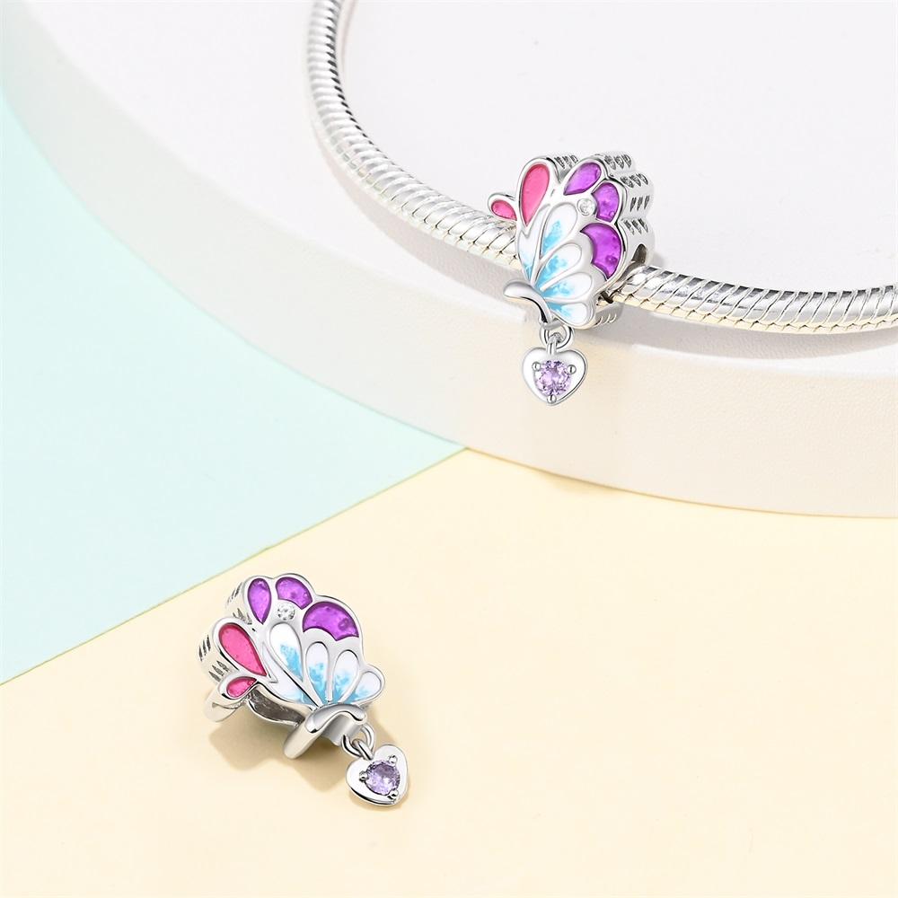 Spring Series Charms 925 Sterling Silver Butterfly Dragonfly Pink Daisy Pendant Beads Fit Original Bracelets DIY Jewelry