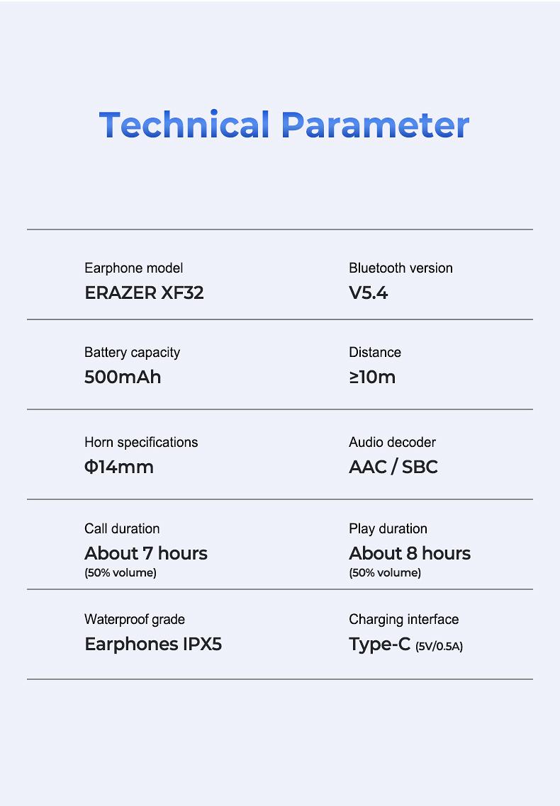 ERAZER XF32 True Wireless OWS Bluetooth Earbuds Luminous Headphones Immersive HIFI Sound Quality Sports Earphones IPX5 Waterproof Built-in microphone