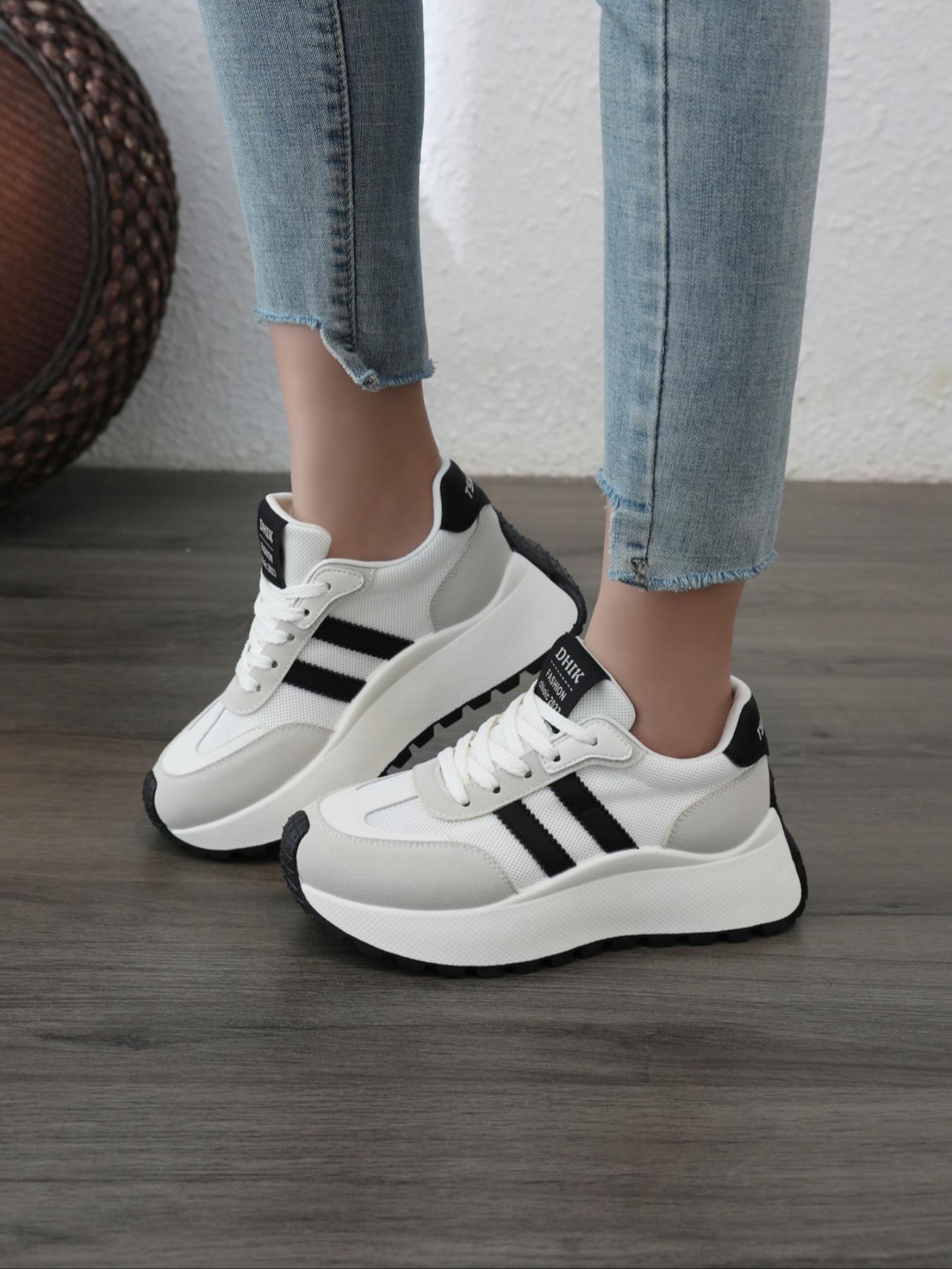 Women's All-Season Anti-Slip Sports Shoes, Sporty Running Shoes, Gym Running Exercise Sneakers, Workout Sneakers, Lace-Up Breathable Thick Sole Comfortable Lightweight