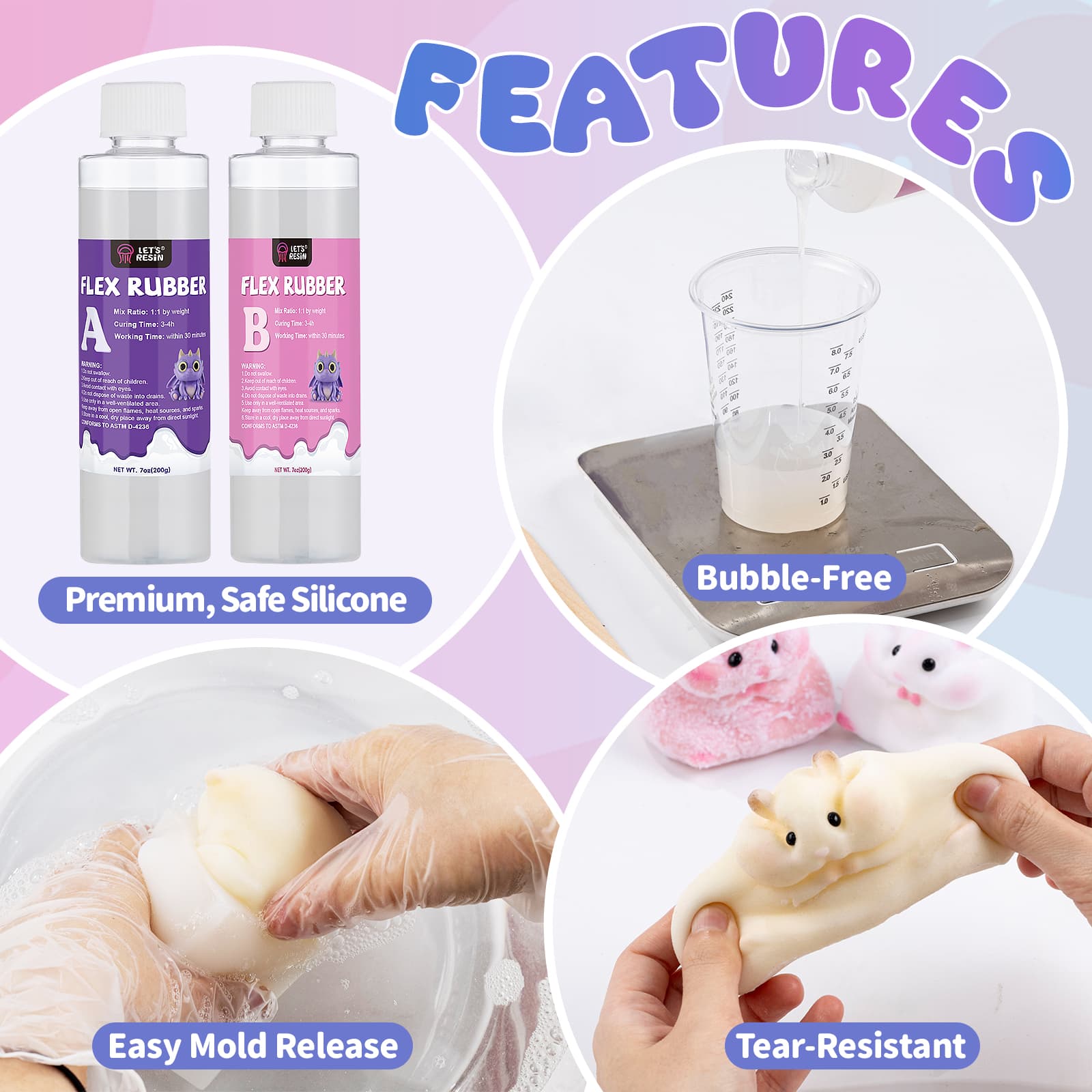 Liquid Silicone Squishy Maker Gel, Super Soft Silicone Rubber Making Kits 1:1 AB Mix Molding Cats/Dogs Paw, Hamster & Dragon Taba Squishy Making All-in-one Kit,DIY Decompression Gift,Silicone Pigment Dye for Taba Squishy, Stress Relief Toys - LET'S RESIN Liquid Silicone Squishy Maker Gel, Super Soft Silicone Rubber Making Kits 1:1 AB Mix Molding Cats/Dogs Paw, Hamster & Dragon Taba Squishy Making All-in-one Kit,DIY Decompression Gift,Silicone Pigment Dye for Taba Squishy, Stress Relief Toys - LET'S RESIN