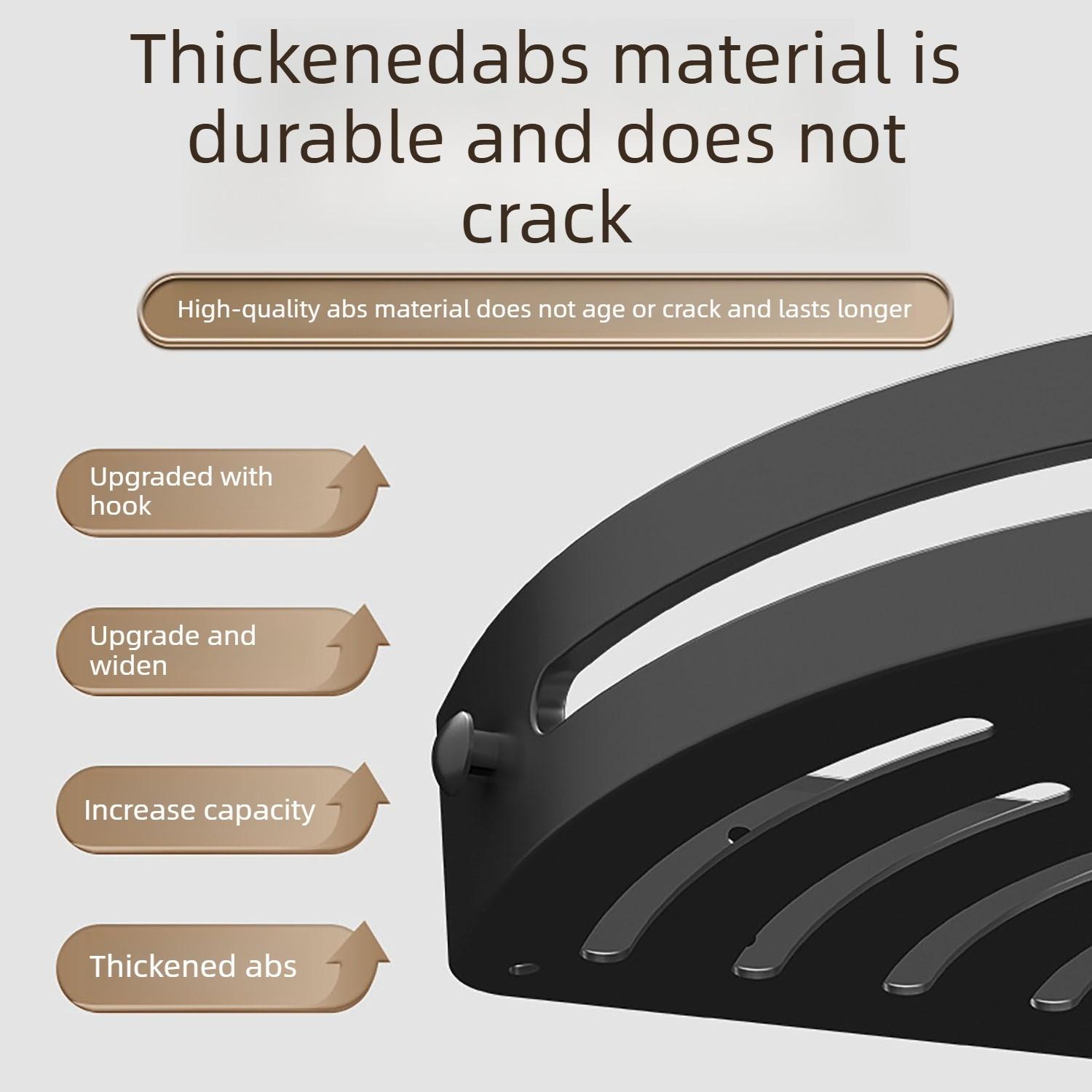 No-Drill Suction Corner Shower Rack, Rust-Resistant Abs Plastic Wall-Mounted Bathroom Organizer, Space-Saving Shower Shelf