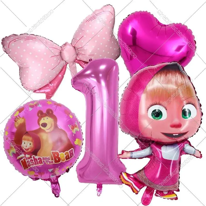 Masha and The Bear Birthday Balloons Decoration Number Bowknot Heart Ballons Set Girl Boy Party Supplies Kids Birthday Favors Masha and The Bear Birthday Balloons Decoration Number Bowknot Heart Ballons Set Girl Boy Party Supplies Kids Birthday Favors