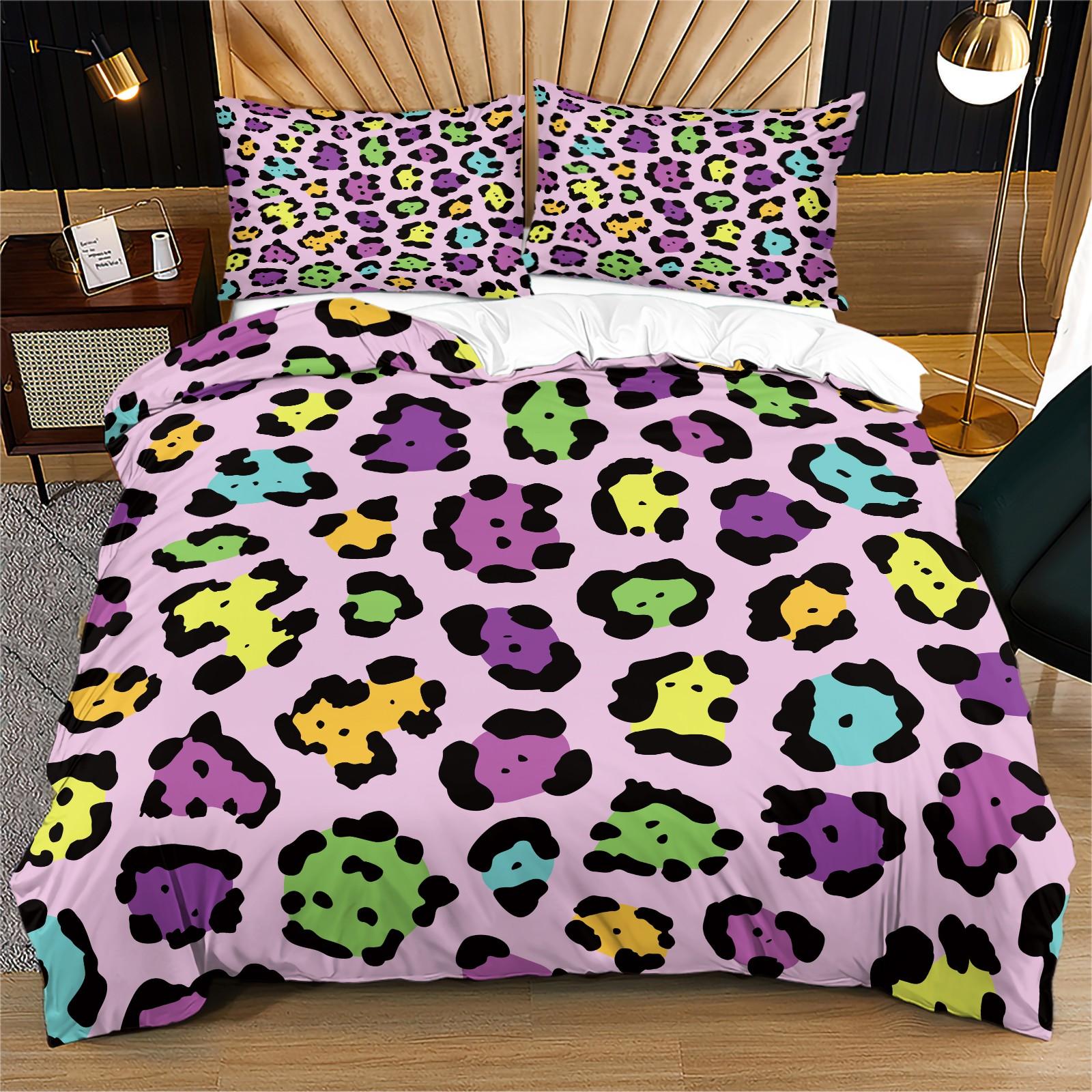 2/3 Pcs Vintage Leopard Print Duvet Cover Set (without Filling And Pillow Insert), High-Density Skin-Friendly Smooth Fabric, Deep Pocket Snug Fit, Versatile Bedding for Bedroom And Homestay