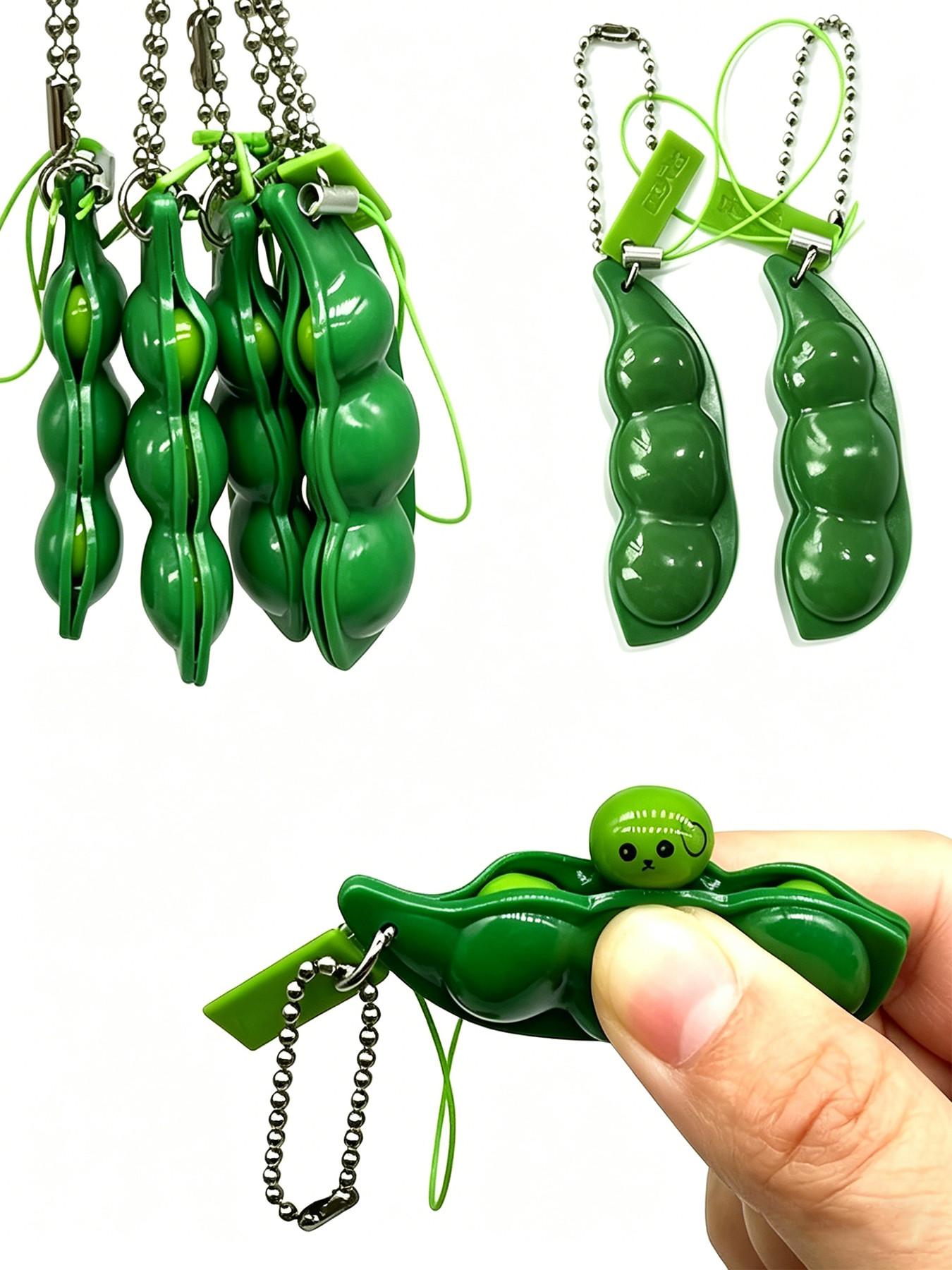 4pcs Creative Stress Relief Simulation Peas, Random Color Squeezable Bean Toys, Cute Cartoon Hanging Decorations, Fun Compression Playsets