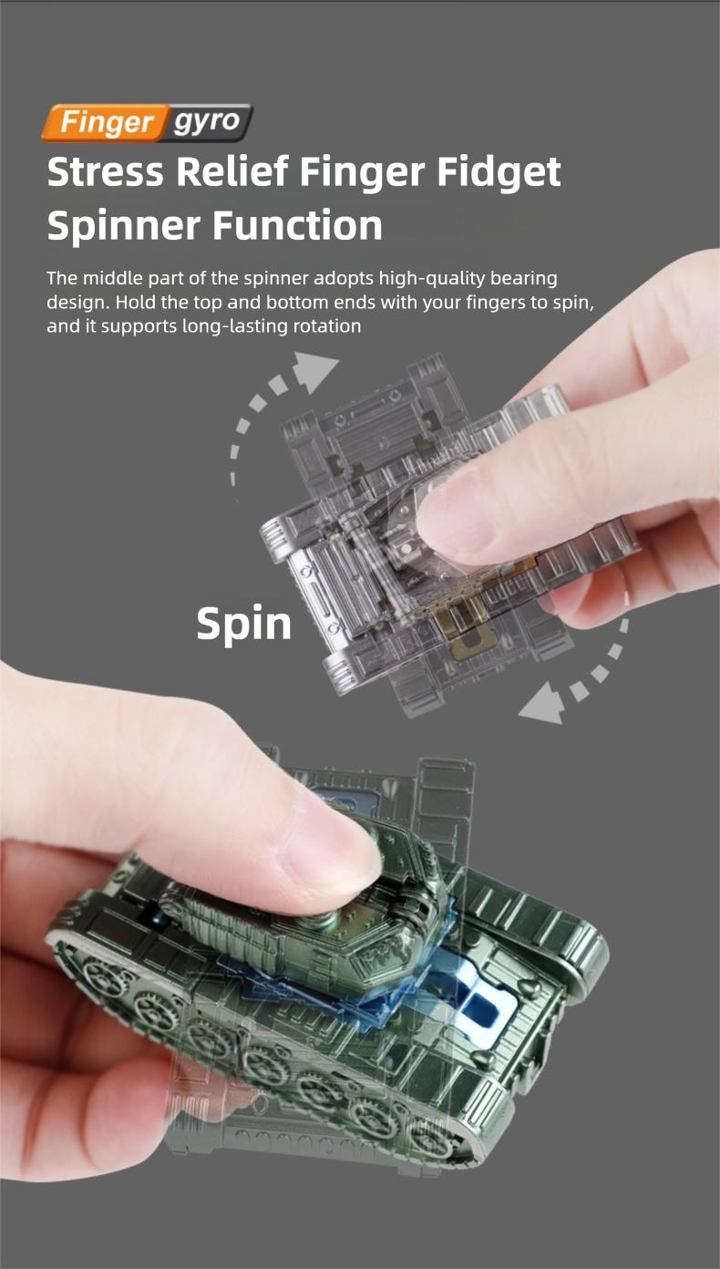 Creative Mecha Fidget Spinner, Simulation Tank Model Transformable Robot, Gear Wheel With Click Sound, Stress Relief Fidget Toys