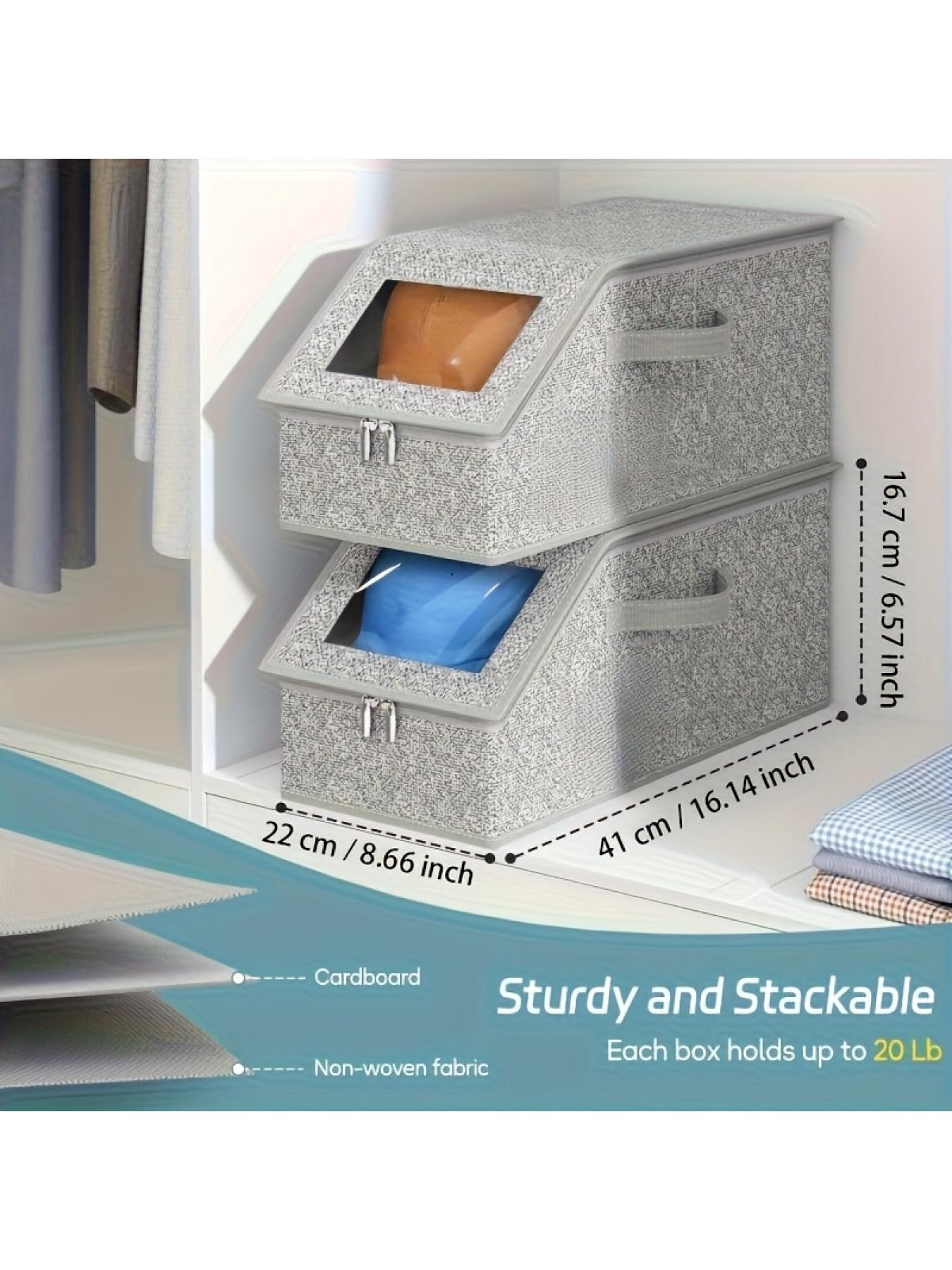 2 Pcs Large Capacity Foldable Storage Boxes with Dual Handles, Flip-Top Organizer Bins, Space-Saving, Sturdy Construction, Perfect for Storing Various Items