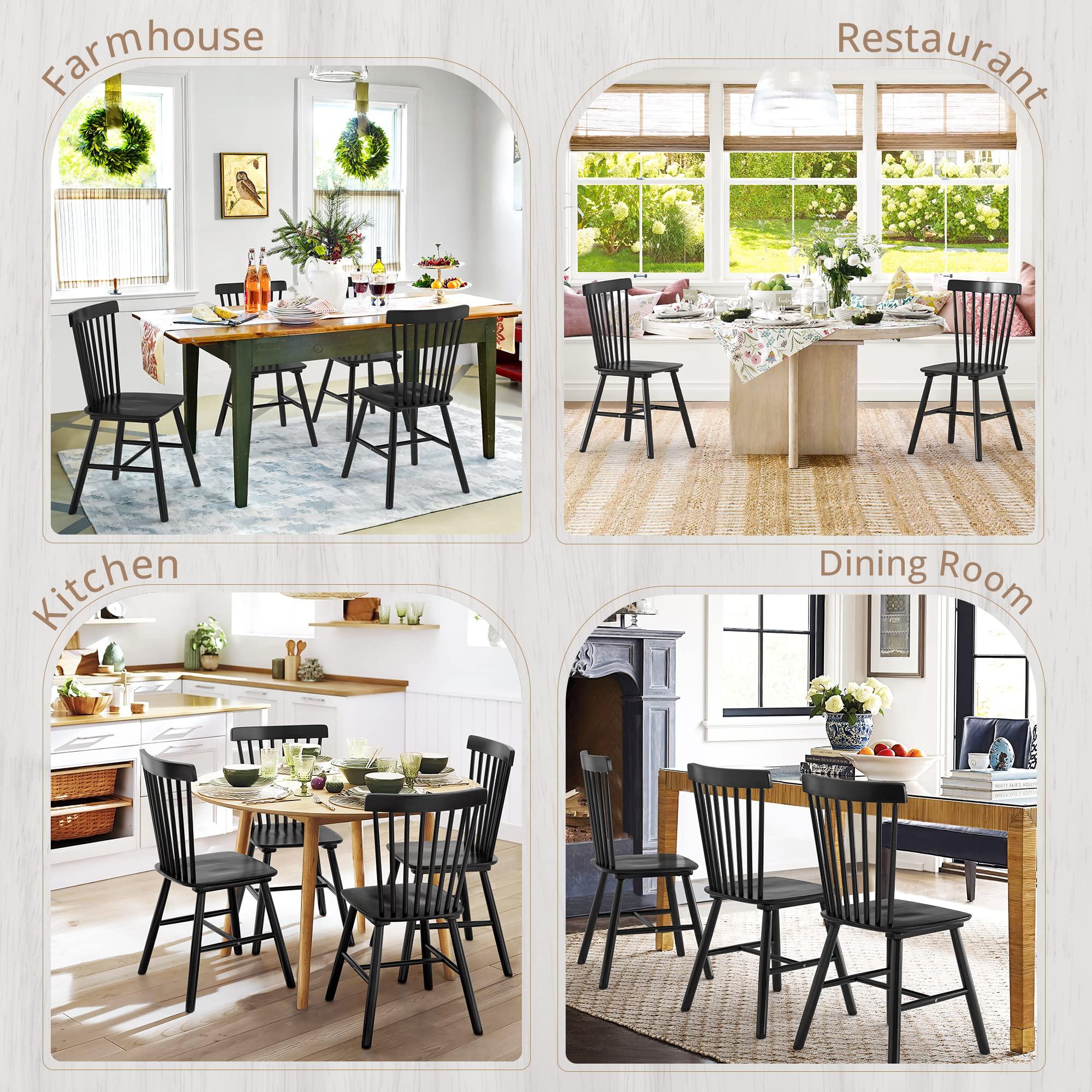 Modern Spindle-Back Wooden Dining Table Chairs Set of 2/4, Farmhouse Country Style Indoor Furniture for Kitchen, Dining Room Modern Spindle-Back Wooden Dining Table Chairs Set of 2/4, Farmhouse Country Style Indoor Furniture for Kitchen, Dining Room