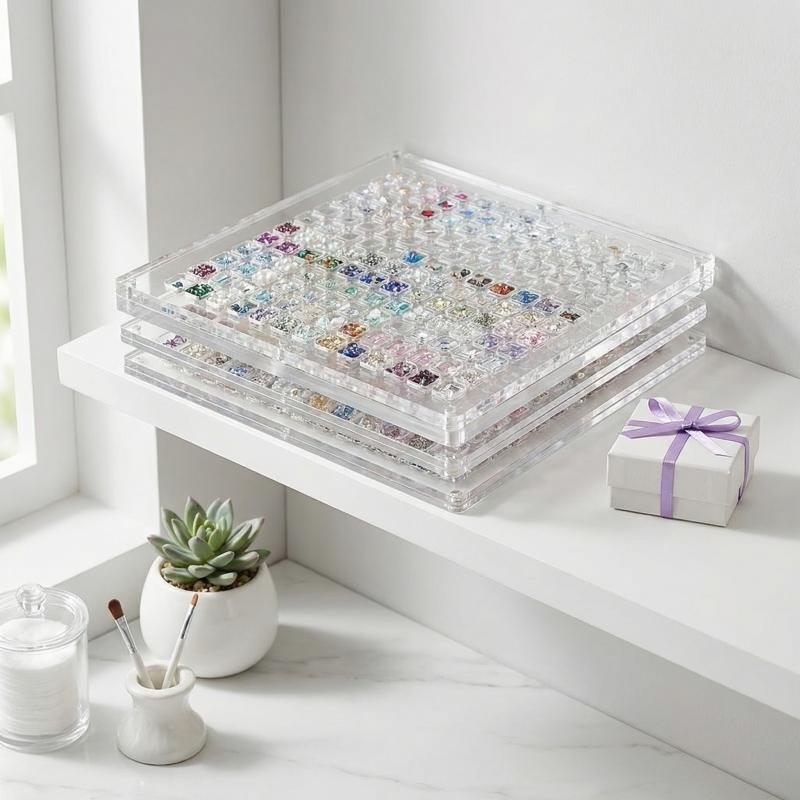 Clear Acrylic Multi Compartment Design Storage Box Dustproof Jewelry Organizer Portable Earring Accessories Case Storage Bins