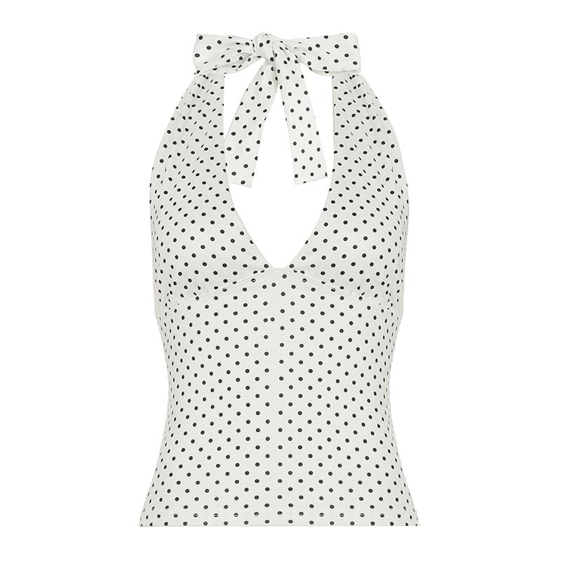 Women's Plain Halter Neck Top, Casual Fitted Sleeveless Top for Summer, Women's Clothing for Daily Wear