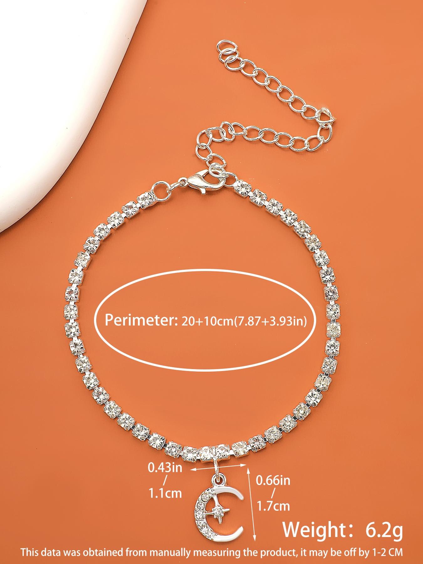 Rhinestone Star & Moon Charm Anklet, Fashionable Jewelry for Women & Girls for Party, Daily Clothing Decor, Trendy All-match & Exquisite Jewelry for Birthday Gift, Elegant Fashion Accessories