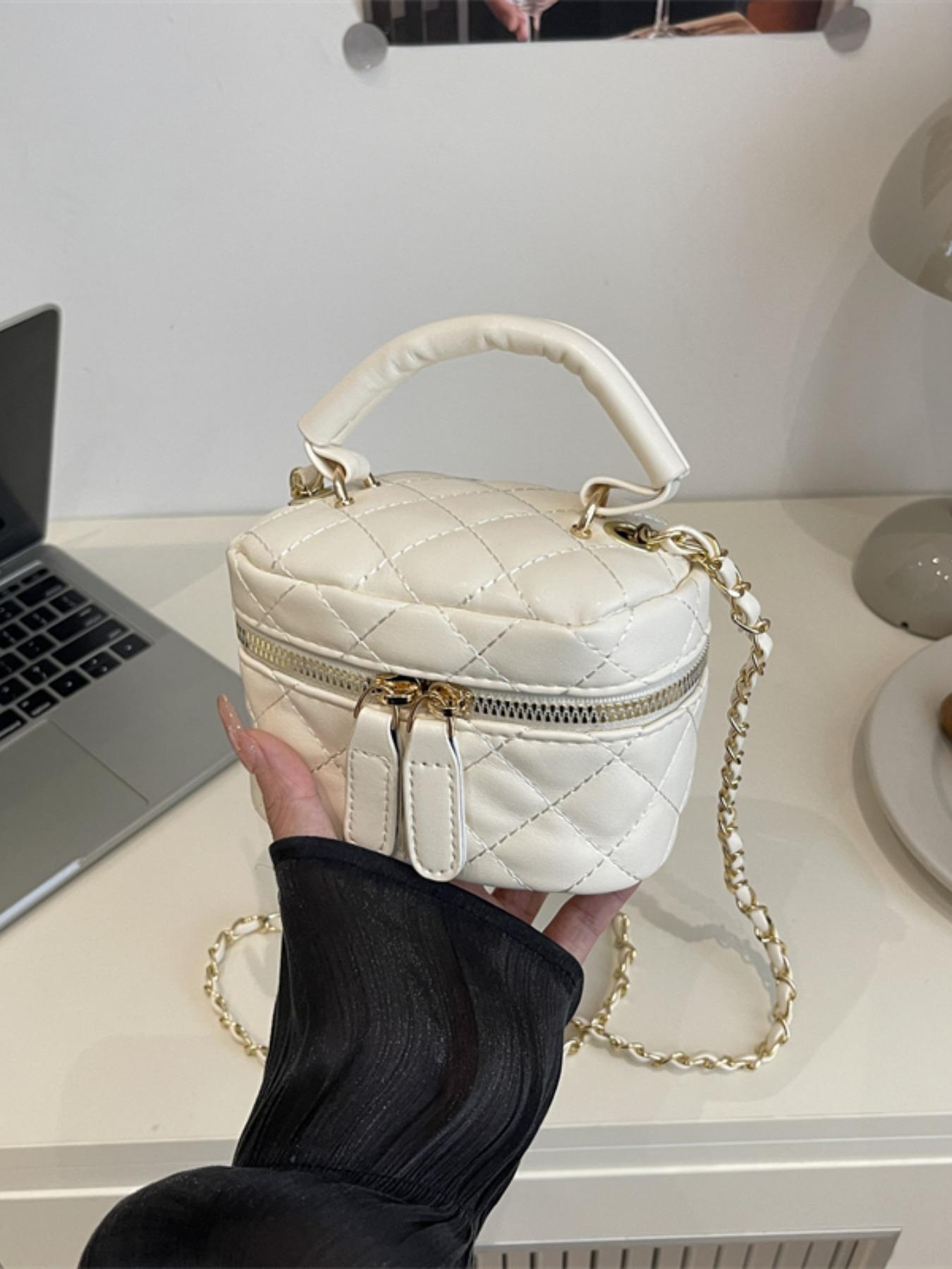 Mini Square Bag, Elegant Plaid Design, All-Season Handbag, Simple Shoulder Crossbody Box Bag, Fashionable and Stylish