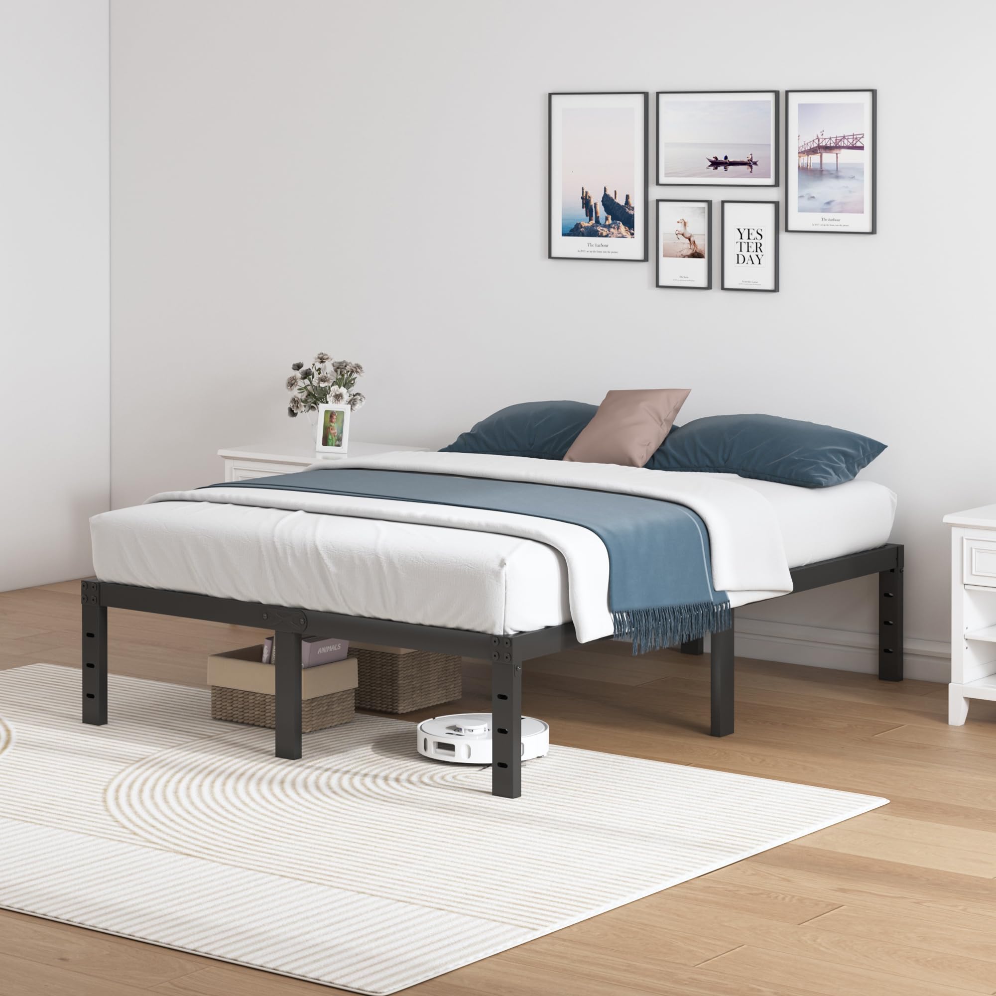 Edenza1-Twin Bed Frames, 16 Inch Heavy Duty Metal Platform Bed Frame Twin Size Support Up to 3500 lbs, No Box Spring Needed/No Shaking/Steel Slat Support/Noise Free/Easy Assembly Heavy Duty Queen Size Metal Bed Frame affordable  bed  frame