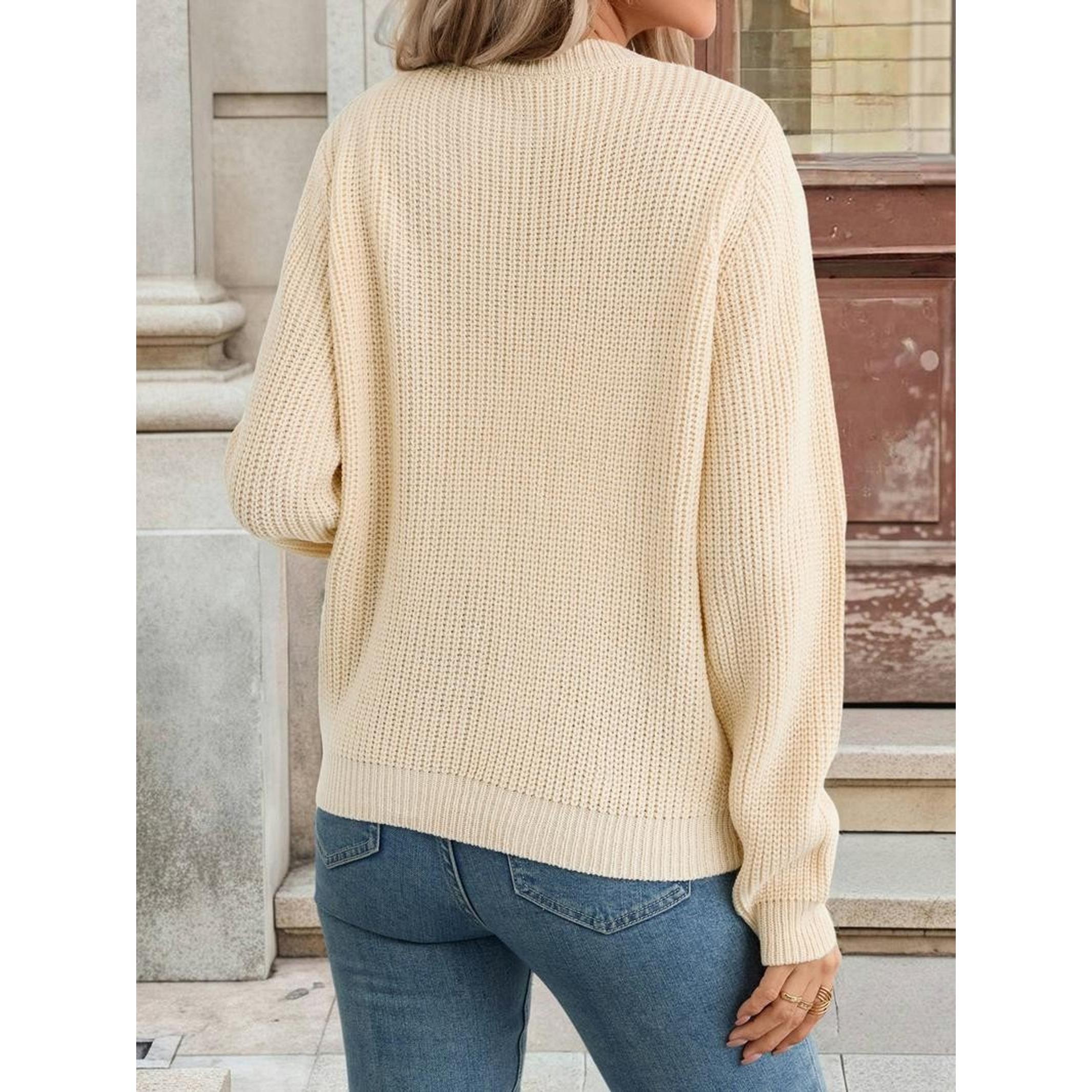 Elegant Bow Embroidery Round Neck Single Button Cardigan Sweater for Women, High-Quality Versatile Knitwear, Perfect for Export
