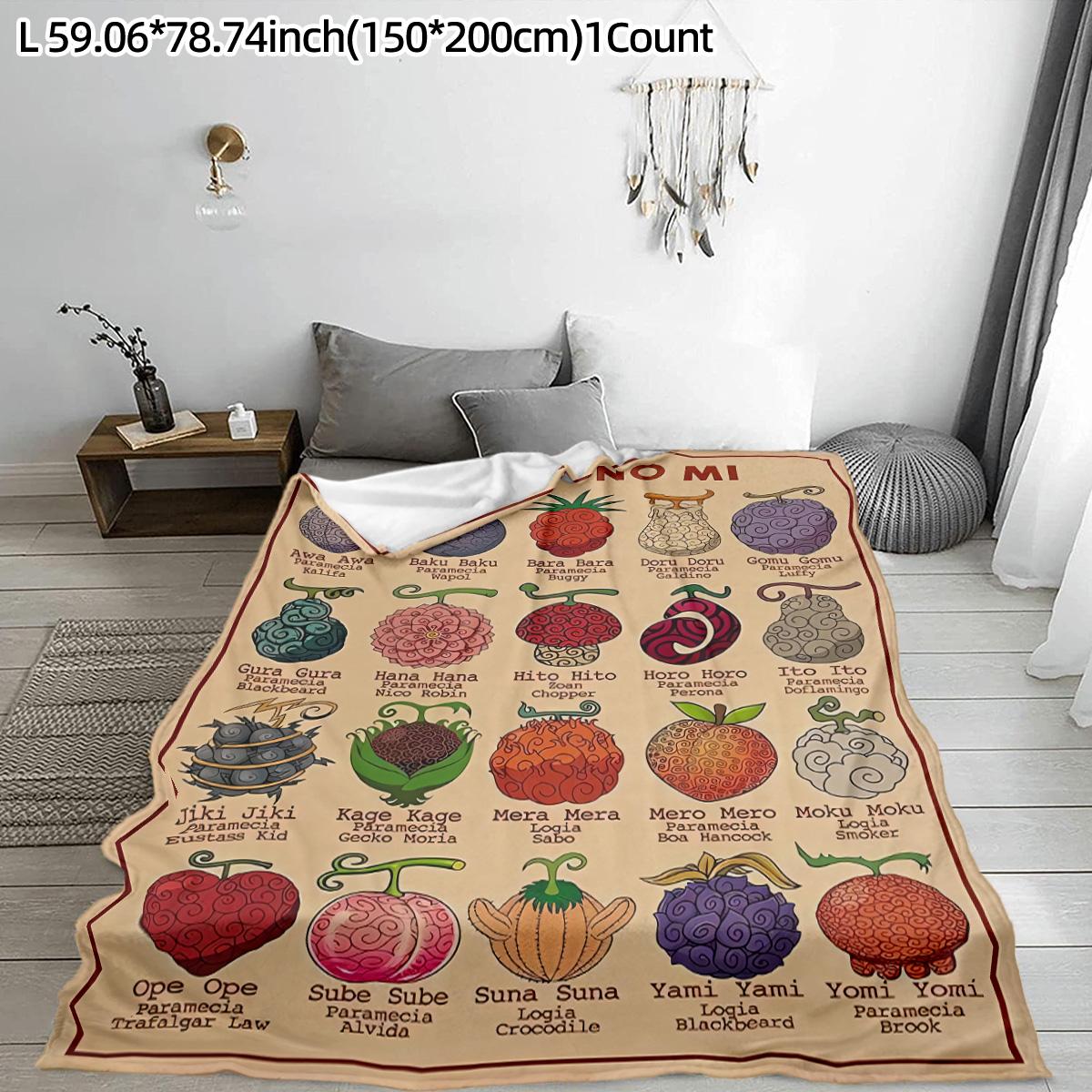 One Piece Demon Fruit Theme Flannel Blanket, Soft Warm Anime Style, Home Decor, Ideal for Fans, Daily Use, Gift Idea, Throw Blanket #GLOBAL PICKS