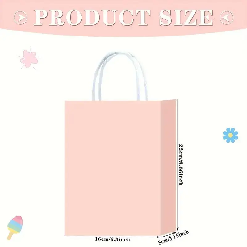 Colorful Kraft Paper Gift Bags with Handles, 12-30pcs Set, Perfect for Parties, Birthdays, Holidays, Multi-Purpose Use, 6 Vibrant Colors, Party Gift Packs, Party Favor Bags