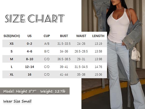 Danysu V Neck Racer Back Tank Top for Women Padded Ribbed Long Tank Fitted Basic Cami Tops