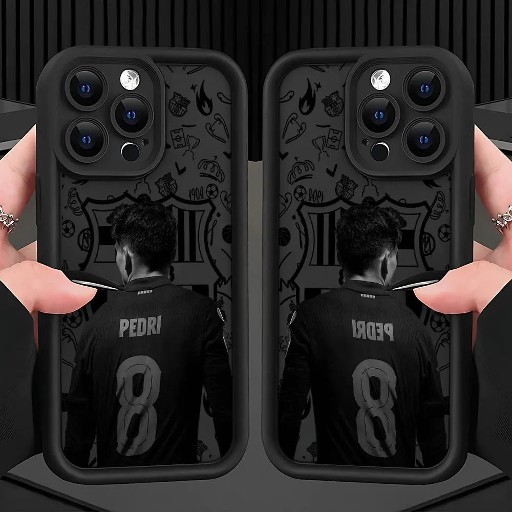 P-Pedri NO.8 Barcelona Player Phone Case - Style-1 Hyperrealism Glam Customized Soft TPU Back Cover, Shockproof Drop Protection for iPhone 17,16E,16,15,14,13,12,11 (Pro,Max,Air,X,XR,XS Max) & Samsung S21-S25,A Series