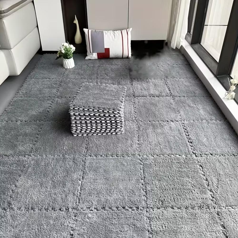 12 pieces, thickened spliced carpet for bedroom and living room, bedside rug for room, warm spliced floor mat, washable, soft and anti-fall, 11.8*11.8 inches
