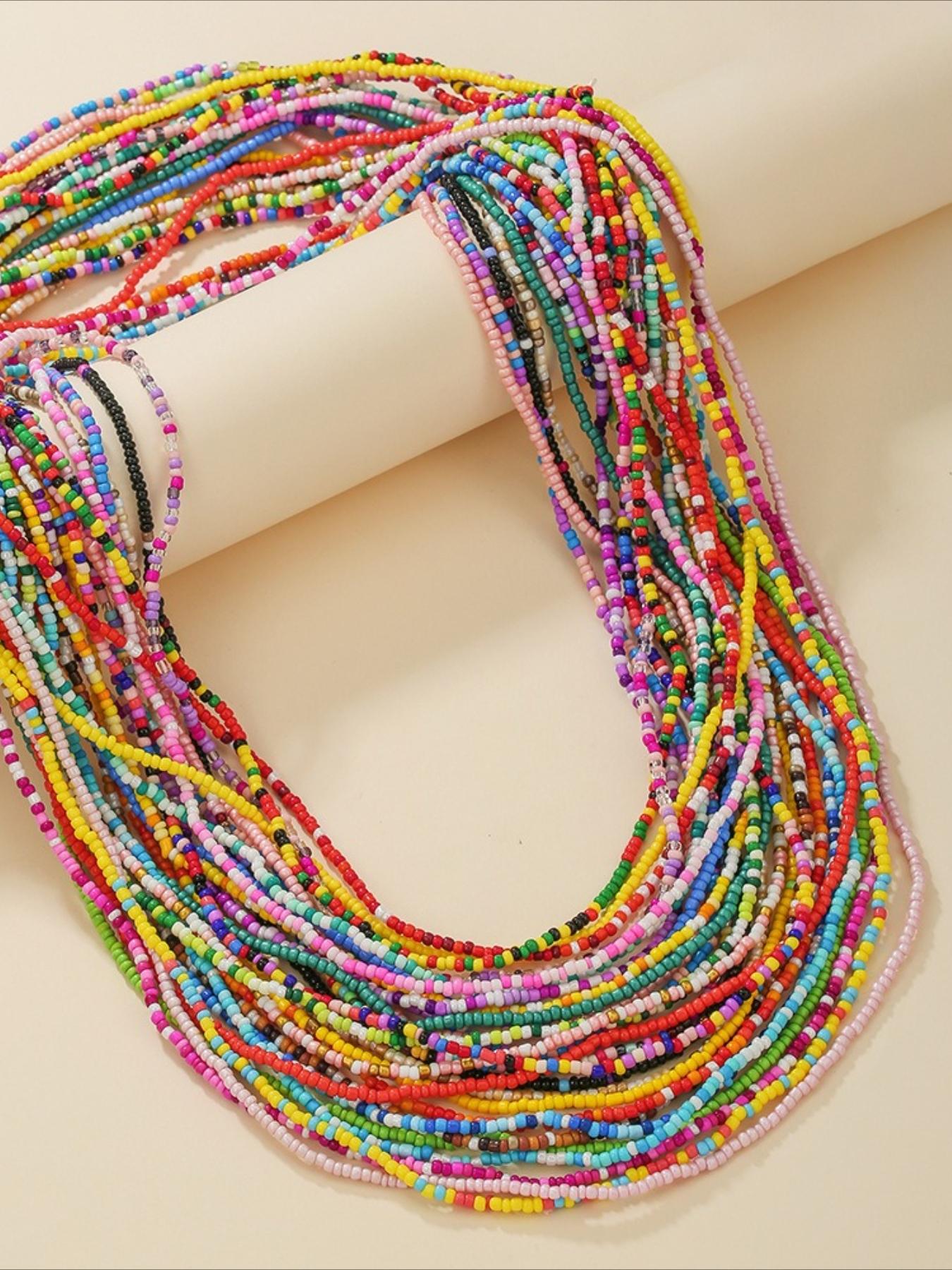 8941 Cotton Woven Beaded Waist Designer Vintage Multicolored Girl Teen 10Pcs/set girls jewelry random color contrasting color mix  main image 2