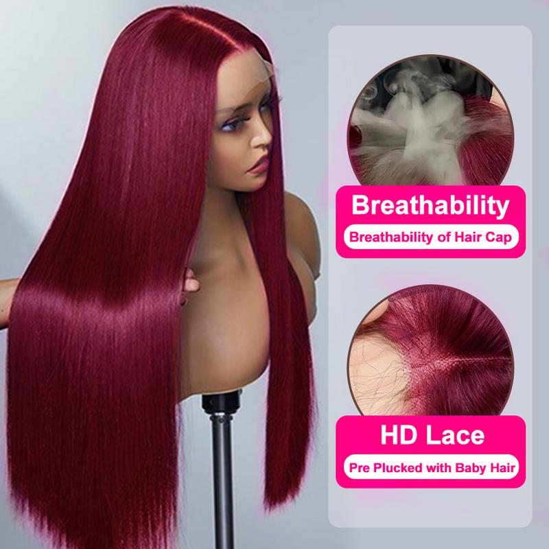 Cute Bein 99J Burgundy Lace Front Wigs Human Hair 180% Density 13X6 HD Lace Frontal Human Hair Wigs For Woman 99J Body Wave Wig  Pre Plucked with Baby Hair Red Wine Wigs for Women