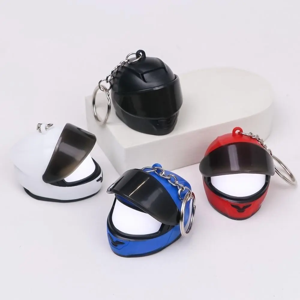 Cool Locomotive Helmet Fun Pendant, Creative Light‑Up Motorcycle Helmet Keychain, Mini Helmet Bag Decorative Charm for Keys and Backpack Ornament