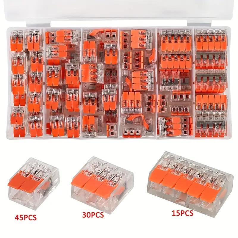 90-Piece Wire Connector Block Set, Reusable Mini Quick Electrical Terminal Connectors for Home Use, Suitable for 2/3/5 Port Connections