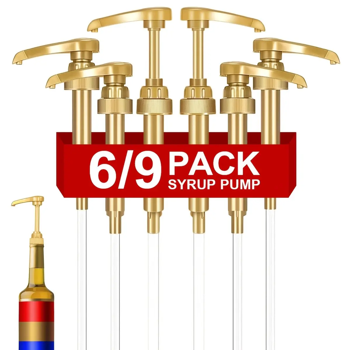 6/9 Pack Coffee Syrup Pumps for 750ML Bottles, 28/410 Syrup Dispenser with Precise Pump, Flavoring Syrup Pump for Coffee Bar, Tea, Cocktails, Cooking Tool