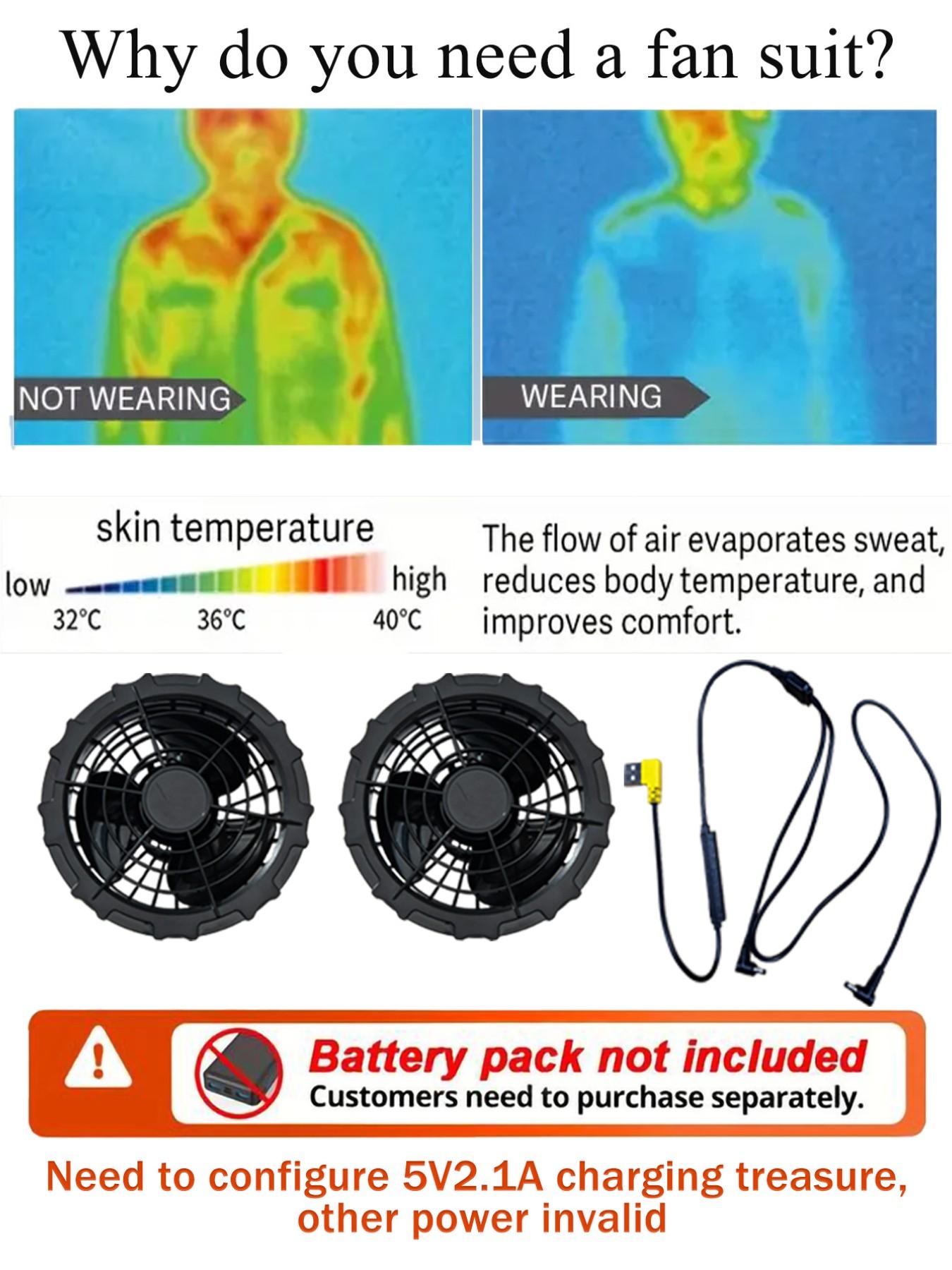 4 Fan Long Sleeve Work Air Conditioning Jacket, 4 Fans 2 Speed Lines, Unisex, Outdoor Fishing Camping Indoor Use, No Battery Included