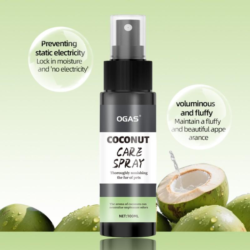 Pet Coconut Scented Care Spray, No Rinse Pet Fur Smoothing Spray, Dog Coat Softening and Shining Care Spray, Pet Grooming Essentials