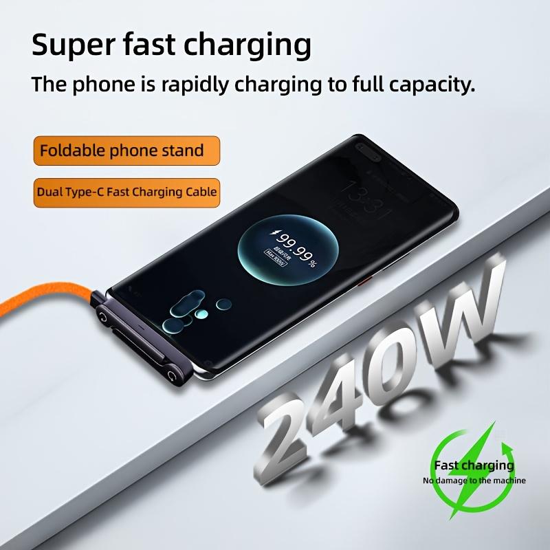 240W Fast Charging Stand Cable, Compatible with Apple 15/16/17, Android, Samsung, Huawei Type-C Port, Nylon Braided Material, No Interference While Gaming, Essential for Outdoor, Car, and Home Use