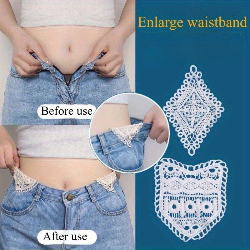 Embroidered waist extension piece for jeans -5pcs, hand sewn waist extension for secure installation, waist circumference for larger size, water washable, adjustable and extended