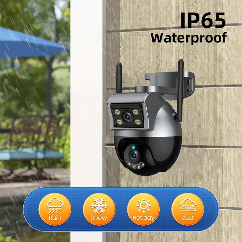 Security Cameras Outdoor, 4MP Dual Lens Outside Camera Wired for Home Security, PTZ WiFi Outdoor Camera with Motion Detection, Human Tracking, Color Night, IP66 Waterproof, 2-Way Talk, 24/7 Recording