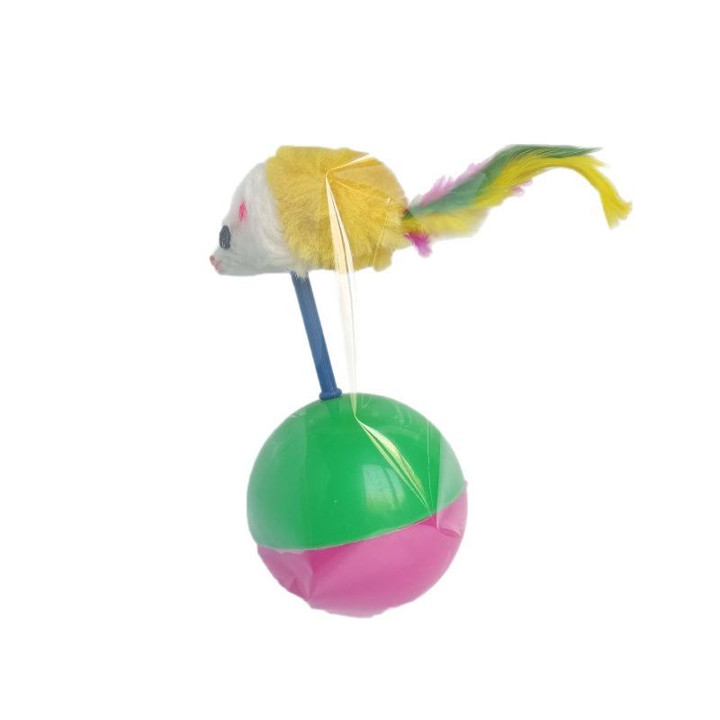 Tumbler cat self-hi toy colored feather mouse plush toy ball, cat toy