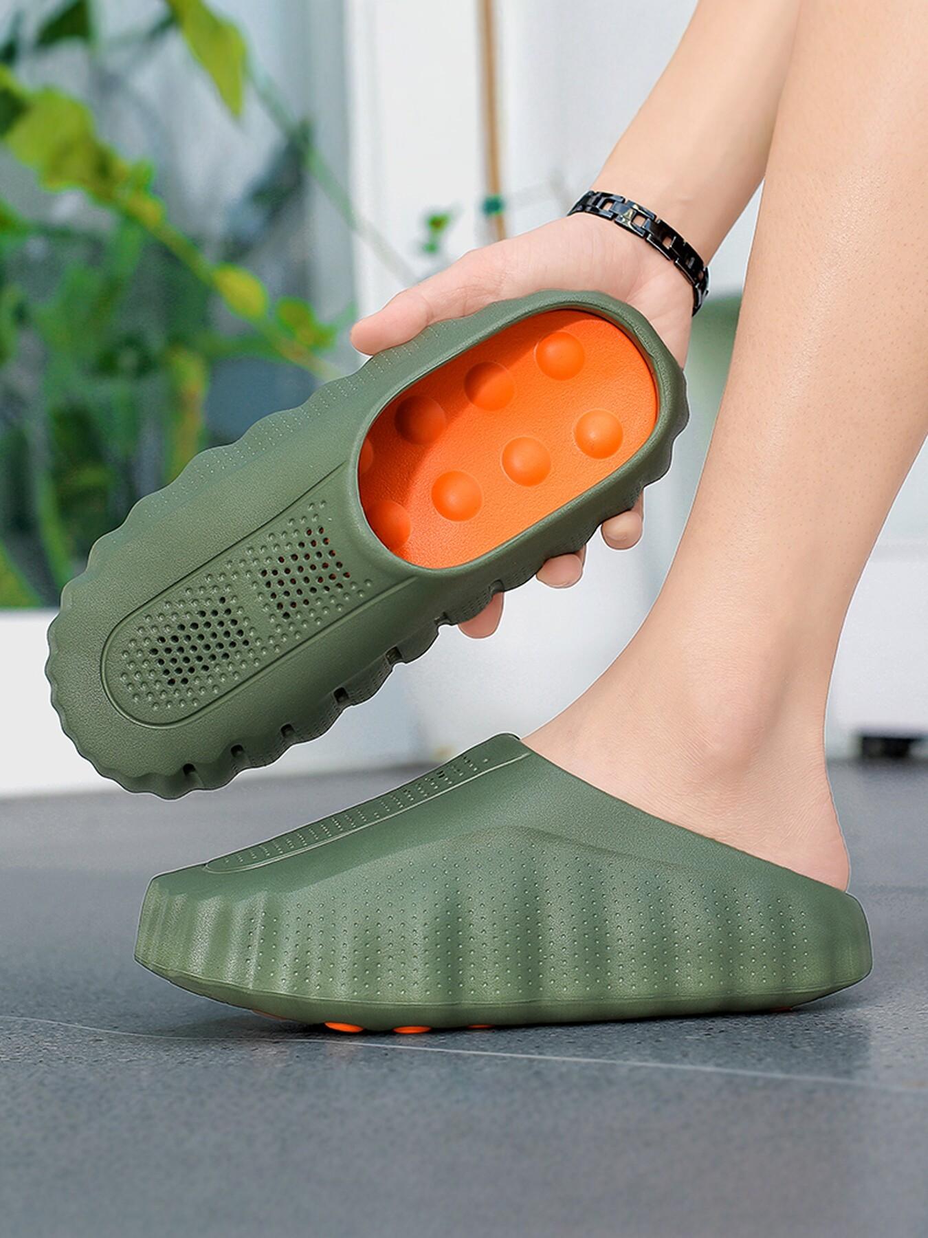 Men's Trendy Outdoor Sports Sandals, Unisex Massage Beads Design, Height Boost Anti-Slip, Fashionable Home Gym Shoes