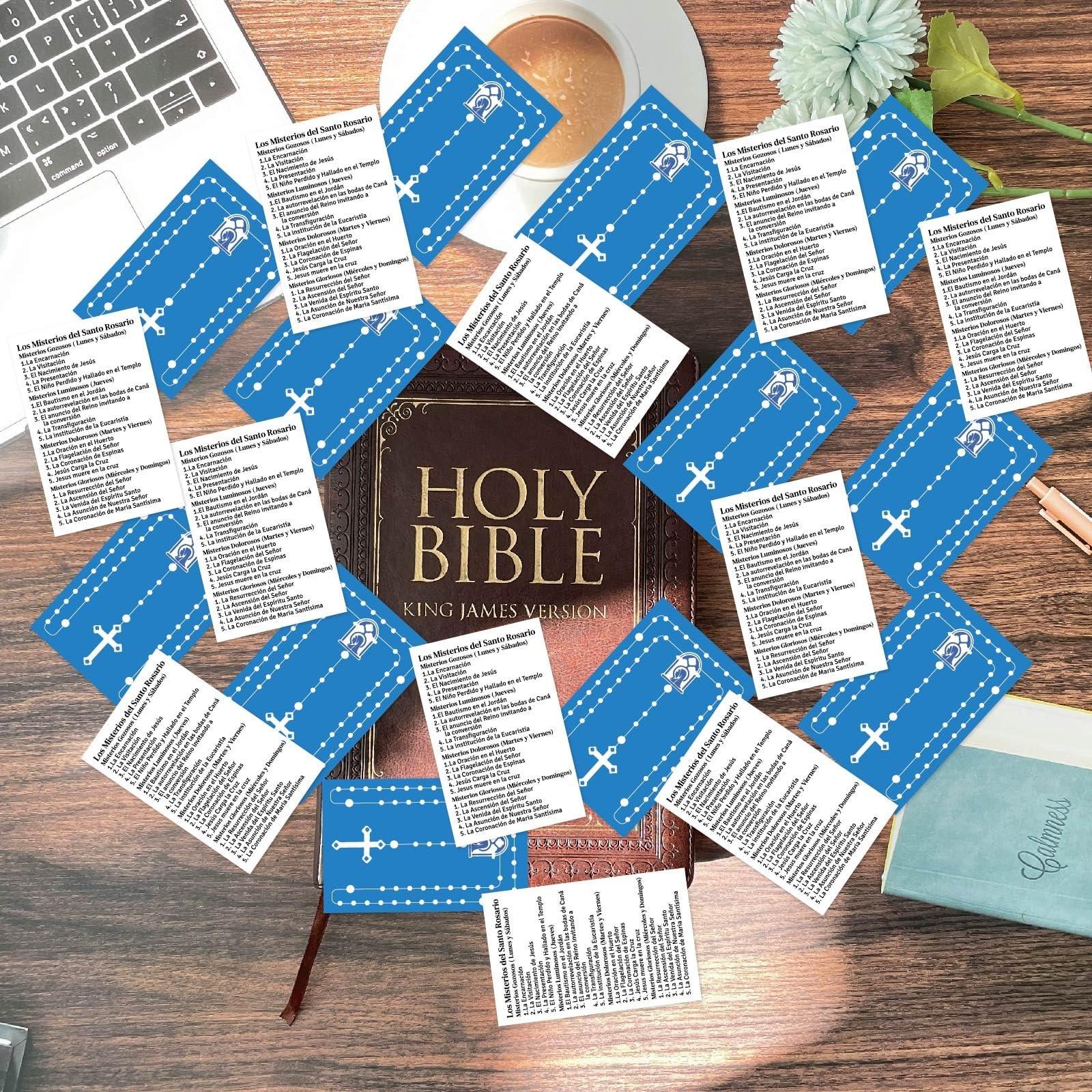 Spanish Rosary Prayer Cards, Gospel Booklets, Roman Road Salvation Bible, Christian Leaflets, Catholic Evangelism Cards, Church Easter Party