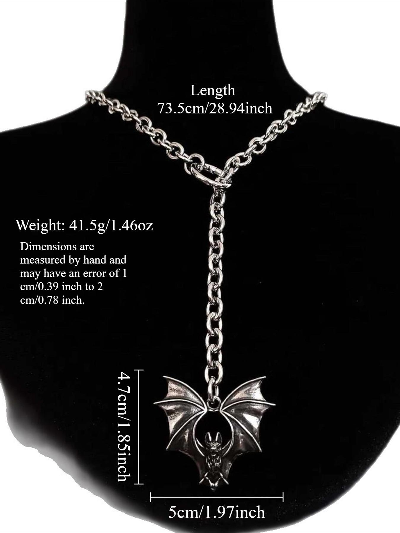 Gothic Dark Style Bat Pendant Long Necklace, Vintage Punk Unisex Party Design, Unique Personalized Jewelry for Men and Women, Gothic Mystery Jewelry Gothic Dark Style Bat Pendant Long Necklace, Vintage Punk Unisex Party Design, Unique Personalized Jewelry for Men and Women, Gothic Mystery Jewelry