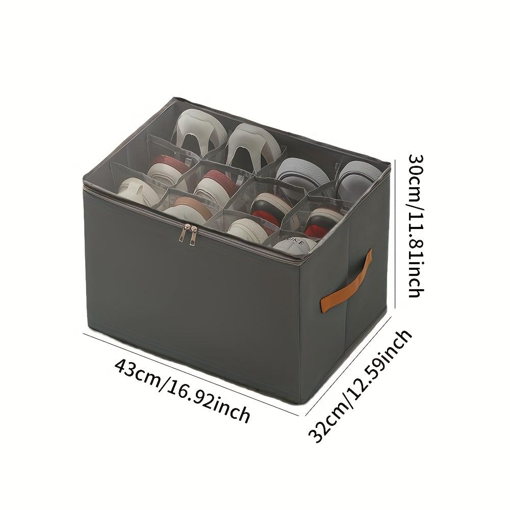 Foldable Oxford Shoe Box with Lid, Dustproof Multifunctional Storage Organizer, Space-saving Container for Shoes Clothes Accessories Home Bedroom Organization