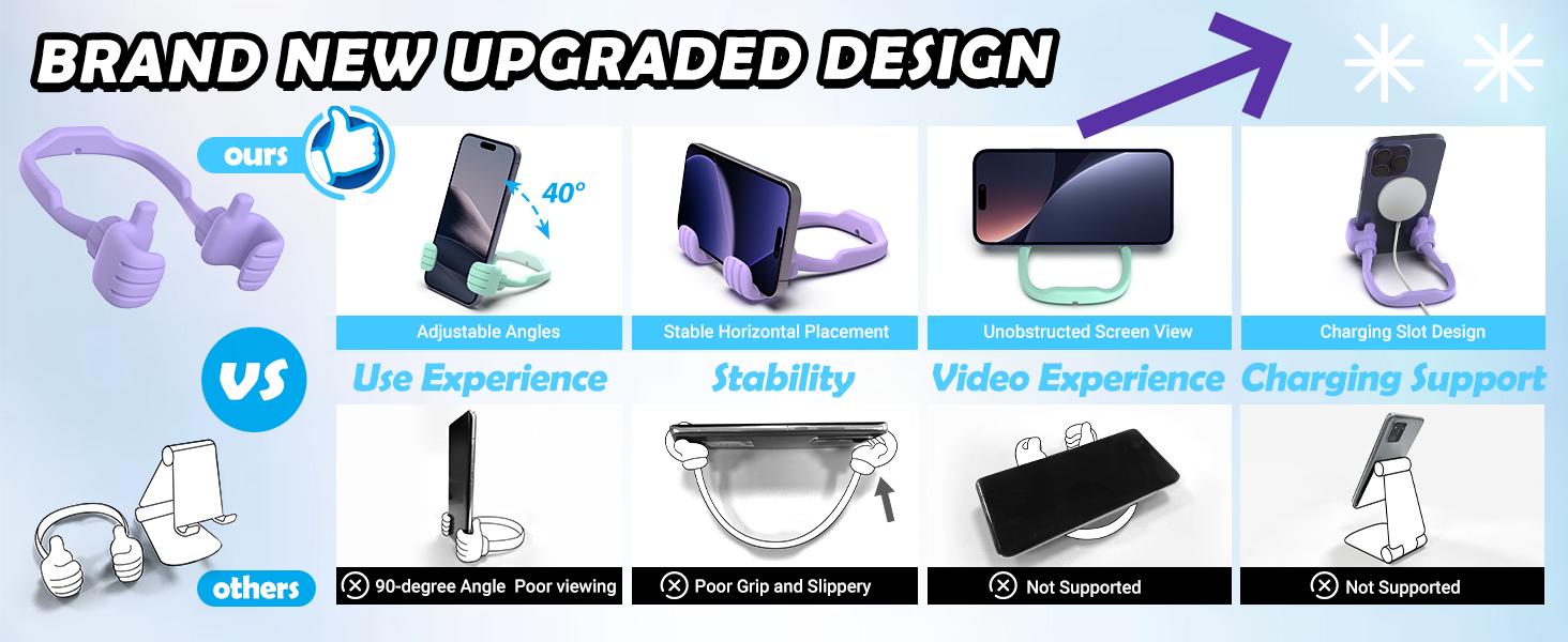 2-Piece Upgrade Adjustable Thumbs Up Lazy Smartphone Holder - Cellphone/Mobile Accessory, Desk Cell Phone Stand, Easter Basket Stuffer, Fun Birthday Gift for Teens